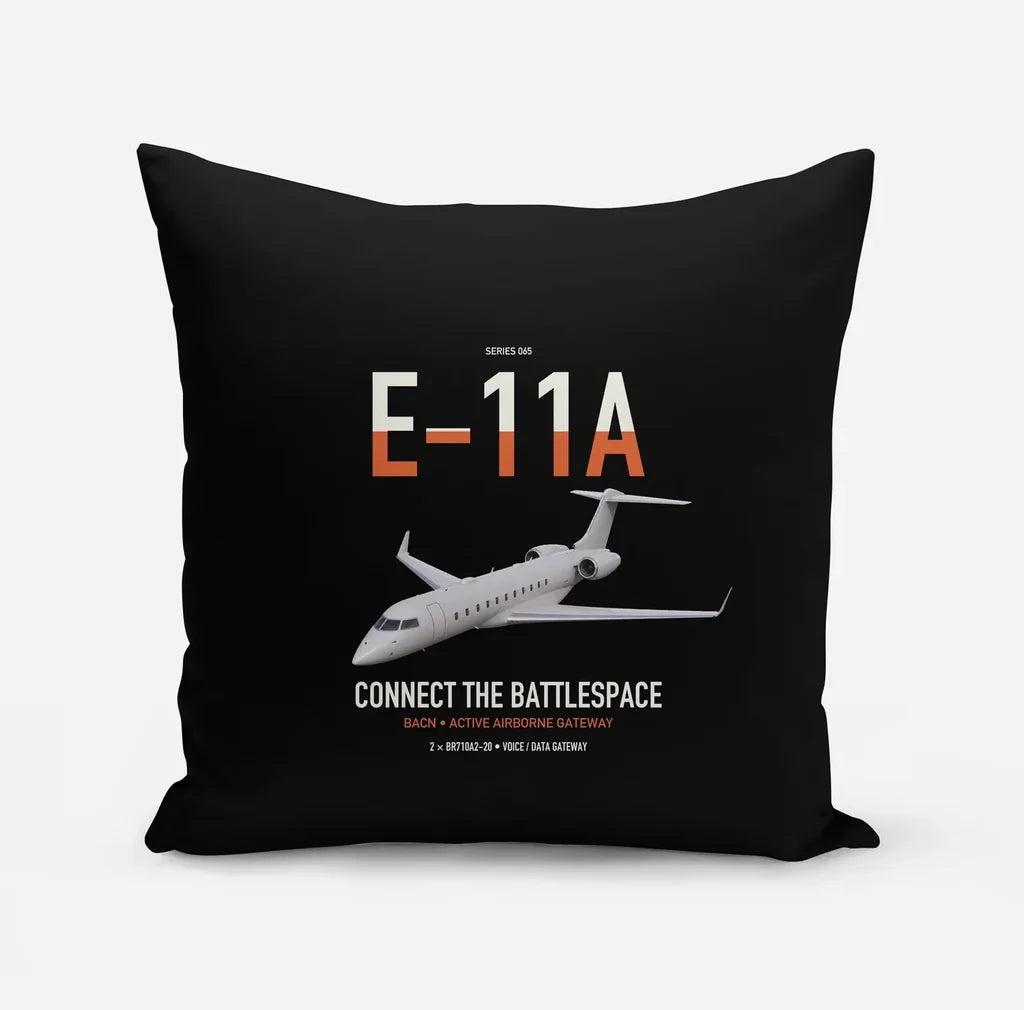E-11A BACN design on black pillow