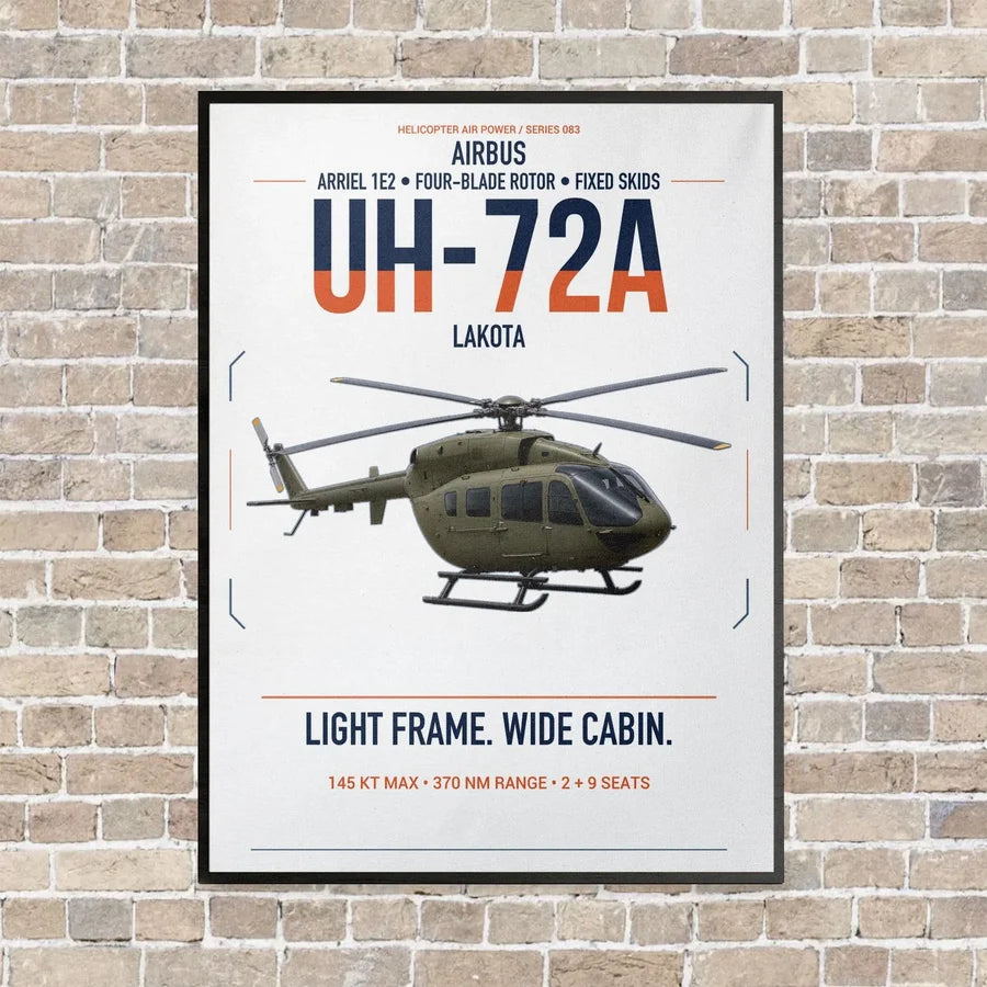 Airbus UH-72A Lakota vertical canvas print - framed - white background