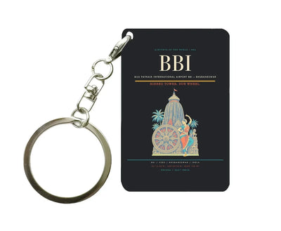 Biju Patnaik International Airport BBI — Bhubaneswar Key Chain design on black key chain