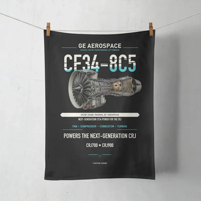 CF34-8C5 design on black towel