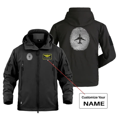 Aviation Finger Print Military Jackets (Customizable) aviation design printed on heavy cotton shell with field-style pockets.