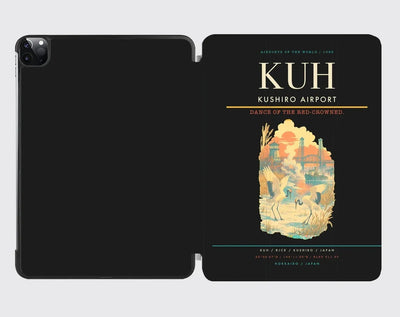 Kushiro Airport (KUH) design on black ipad tablet case