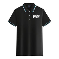 Thumbnail for Boeing 787 & Text aviation design printed on soft cotton stylish polo shirt.