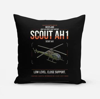 Westland Scout AH1 design on black pillow