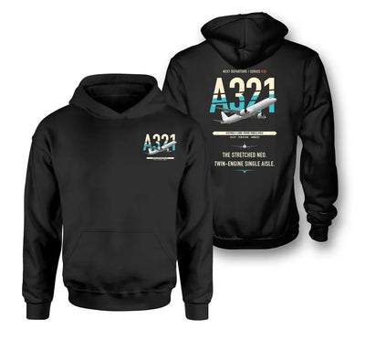 Airbus A321neo design on black hoodie