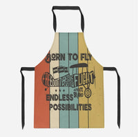 Thumbnail for Colourful Born To Fly aviation design on durable cotton blend kitchen apron.