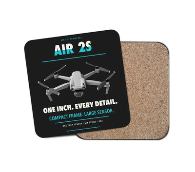 DJI Air 2S design on black 1 piece coaster