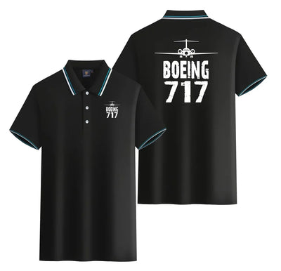 Boeing 717 & Plane Stylish Polo T-Shirts (Double-Side) aviation design printed on soft cotton stylish double-side polo.