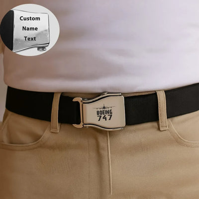 Boeing 747 & Plane aviation seat-belt buckle accessory, real seat-belt webbing.
