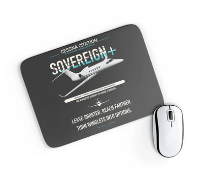 Cessna Citation Sovereign+ design on black rectangle mouse pad