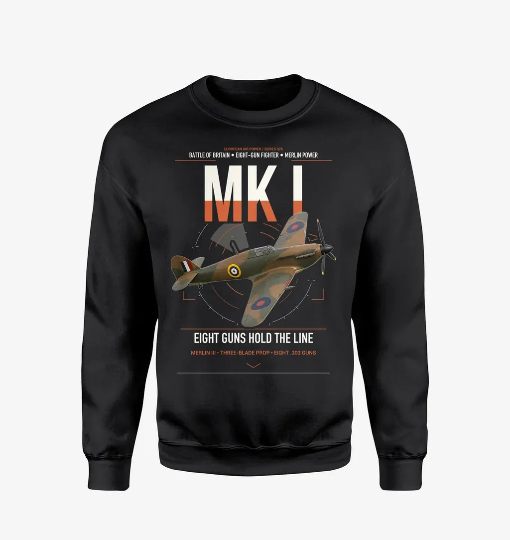 Hawker Hurricane Mk I design on black sweatshirt