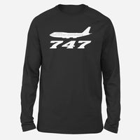Thumbnail for Special Boeing 747 Long-Sleeve aviation design printed on soft cotton long-sleeve T-shirt.