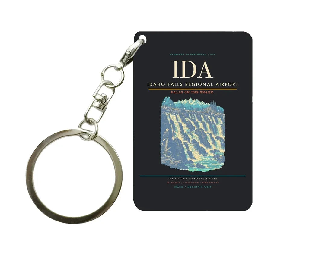 Idaho Falls Regional Airport (IDA) design on black key chain