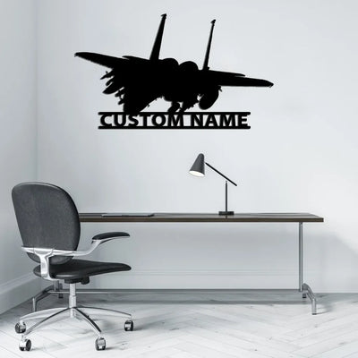 The McDonnell Douglas F15 aviation design on durable metal with painted finish metal wall sign.