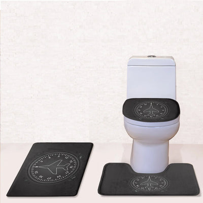 Airplane Instruments-Heading Toilet Seat Cover Three-piece aviation print on soft fabric toilet seat cover set.