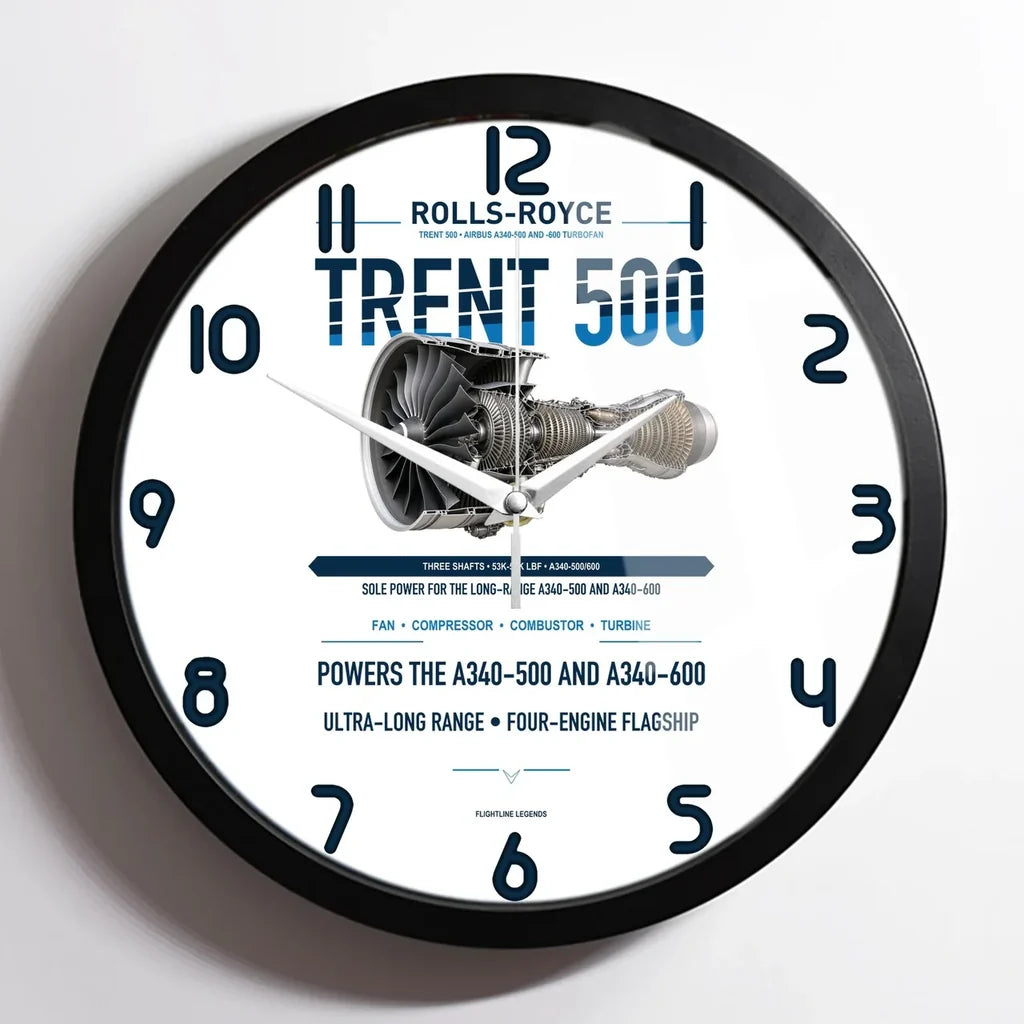 TRENT 500 design on white framed wall clock