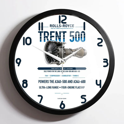 TRENT 500 design on white framed wall clock