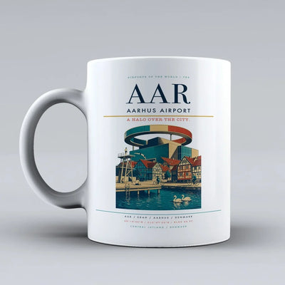 Aarhus Airport (AAR) airport code design on white ceramic mug