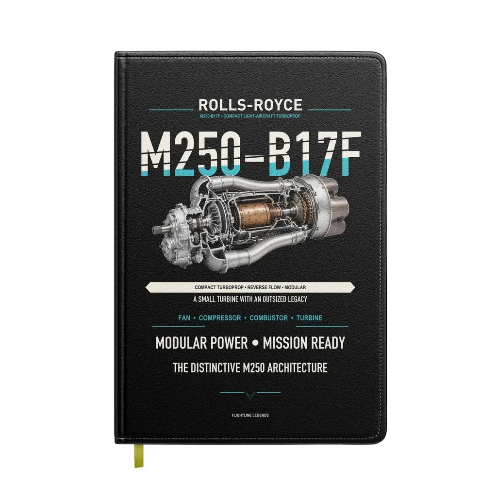M250-B17F design on black notebook