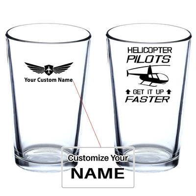 Helicopter Pilots Get It Up Faster Beer & aviation design on beer water glass, versatile drinkware.