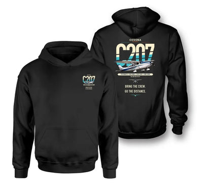 Cessna T207A Stationair 8 design on black double-side hoodie, double-side print