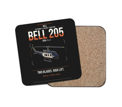 Bell 205A-1++ design on black 1 piece coaster