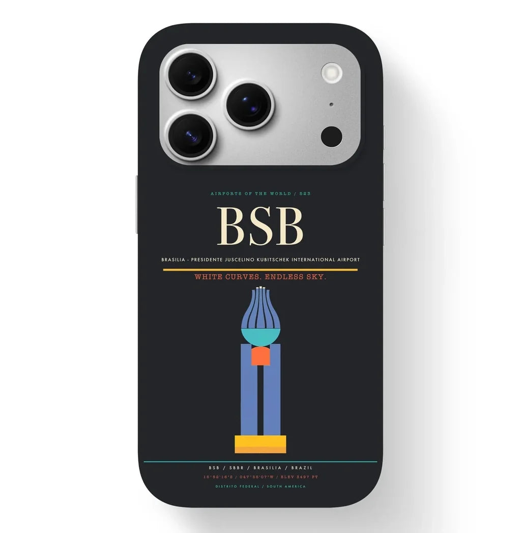 Brasilia Airport (BSB) design on black iPhone 17 Pro MagSafe case