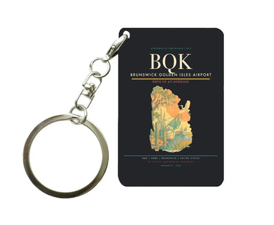 Brunswick Golden Isles Airport (BQK) design on black key chain
