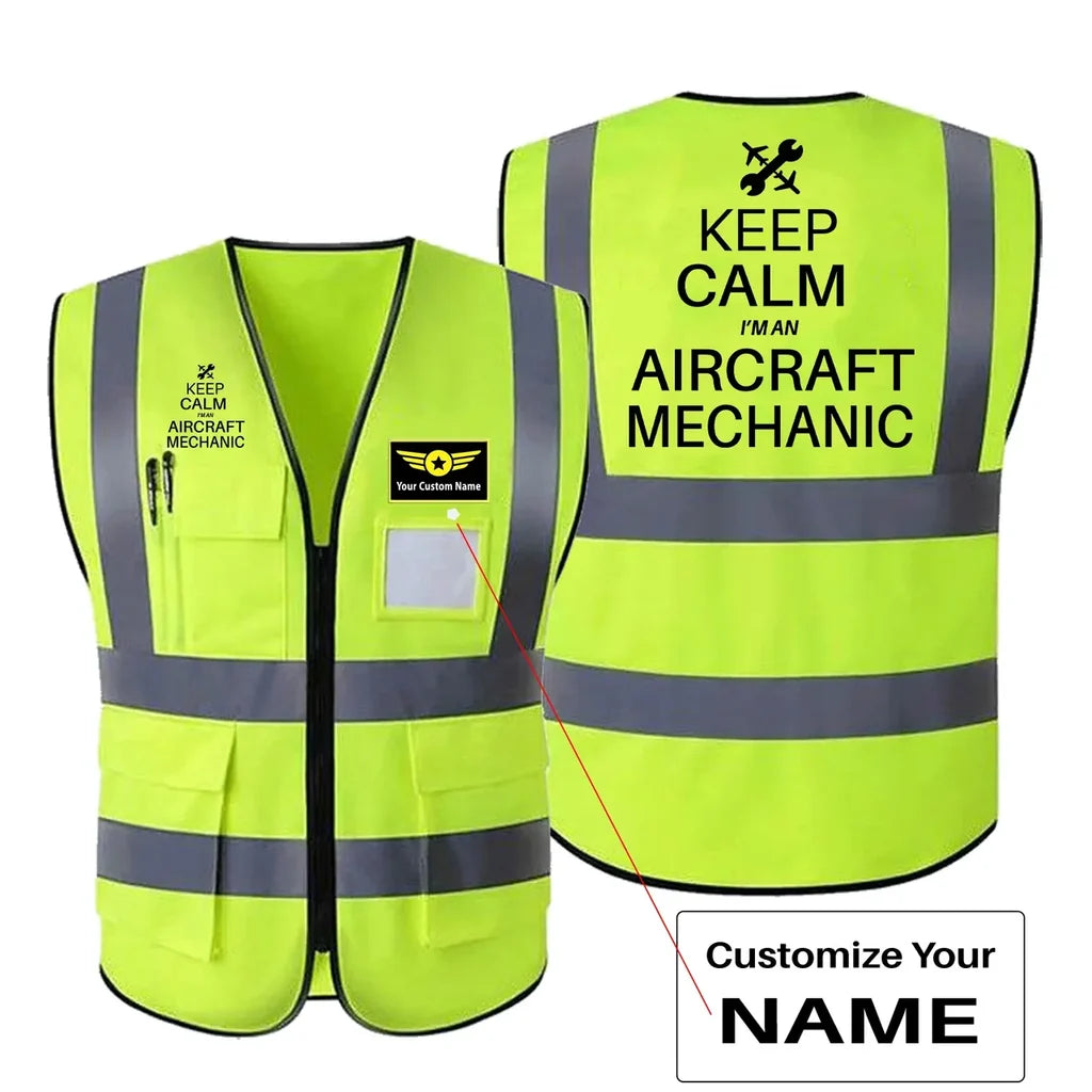 Aircraft mechanic reflective vest — ramp hi-vis safety — aviation workwear