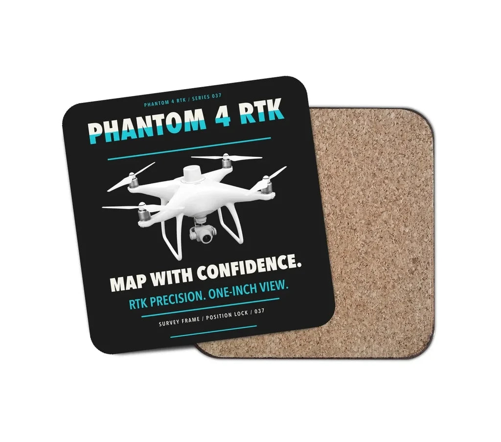 DJI Phantom 4 RTK design on black 1 piece coaster