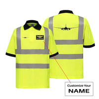 Thumbnail for Boeing 787 Silhouette aviation design printed on soft cotton reflective polo shirt.