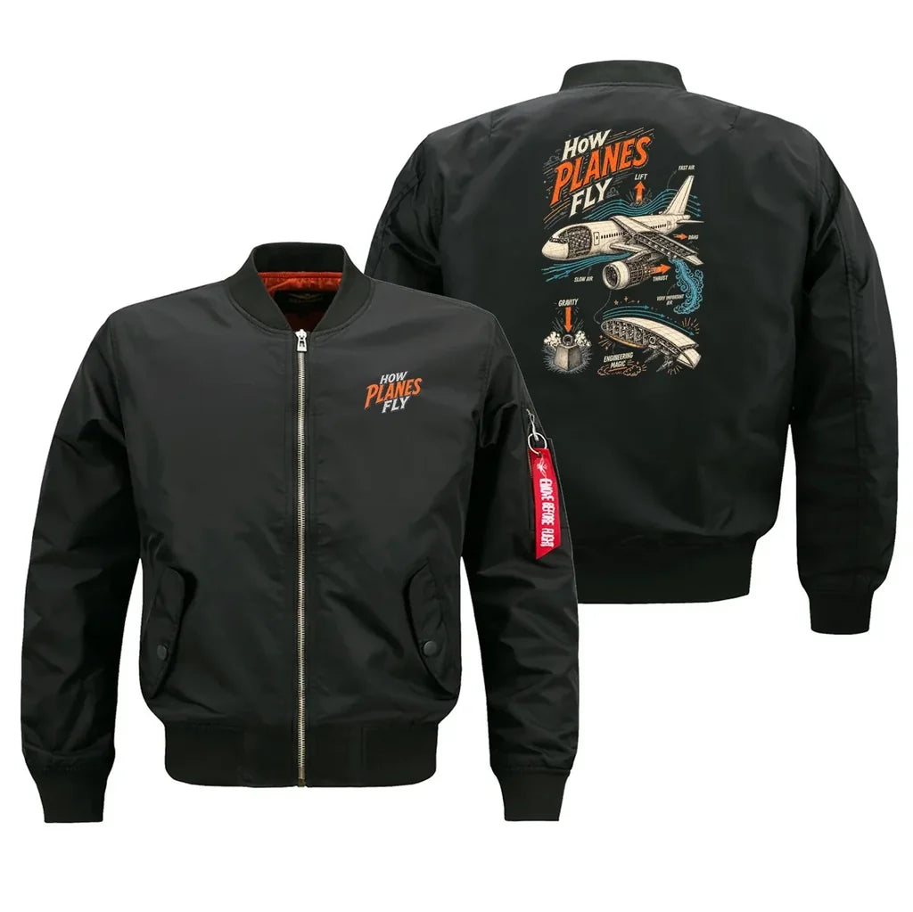 SIGNAL 616 - How Planes Fly V2 - Bomber Jacket design on black bomber jacket