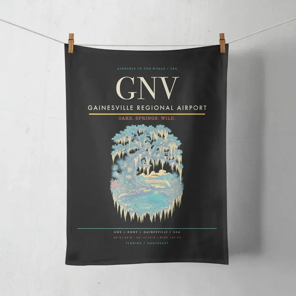Gainesville Regional Airport (GNV) design on black towel