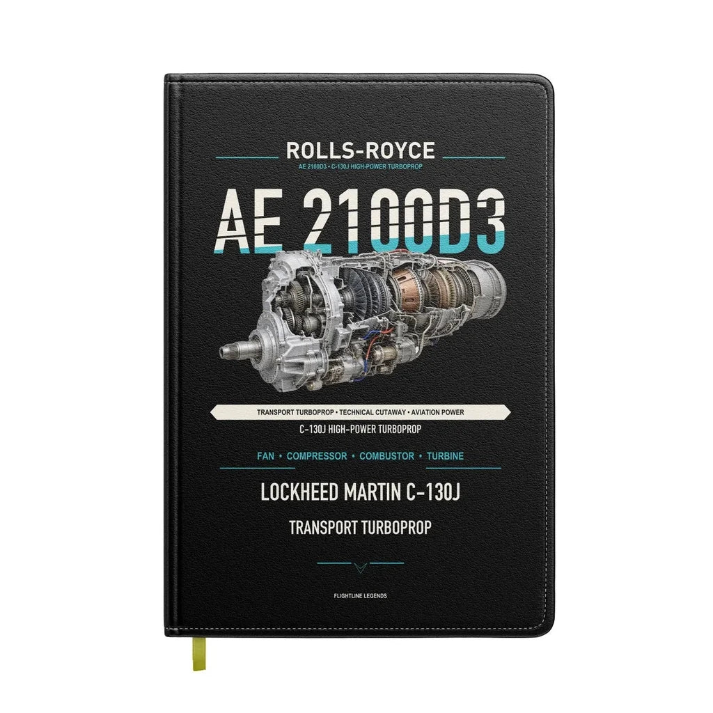 AE 2100D3 design on black notebook