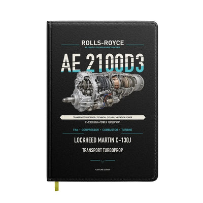 AE 2100D3 design on black notebook
