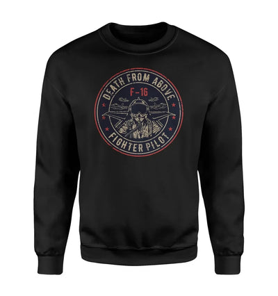 Fighter Jet 16 - Death From Above aviation design printed on soft cotton blend sweatshirt.