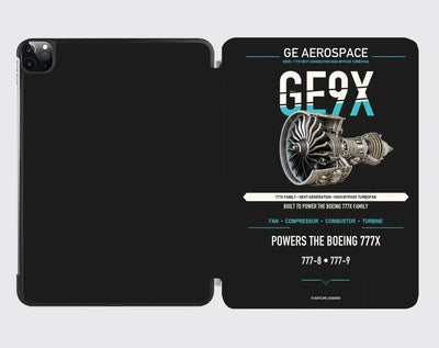 GE9X design on black ipad tablet case