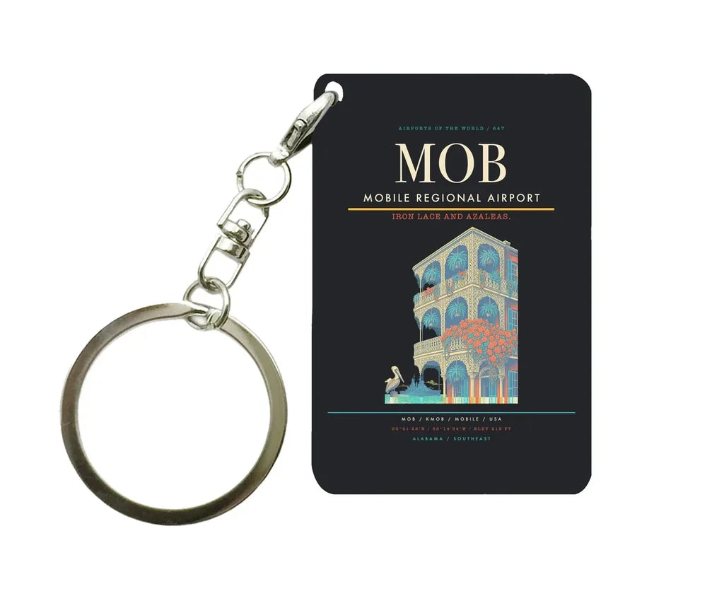 Mobile Regional Airport (MOB) design on black key chain