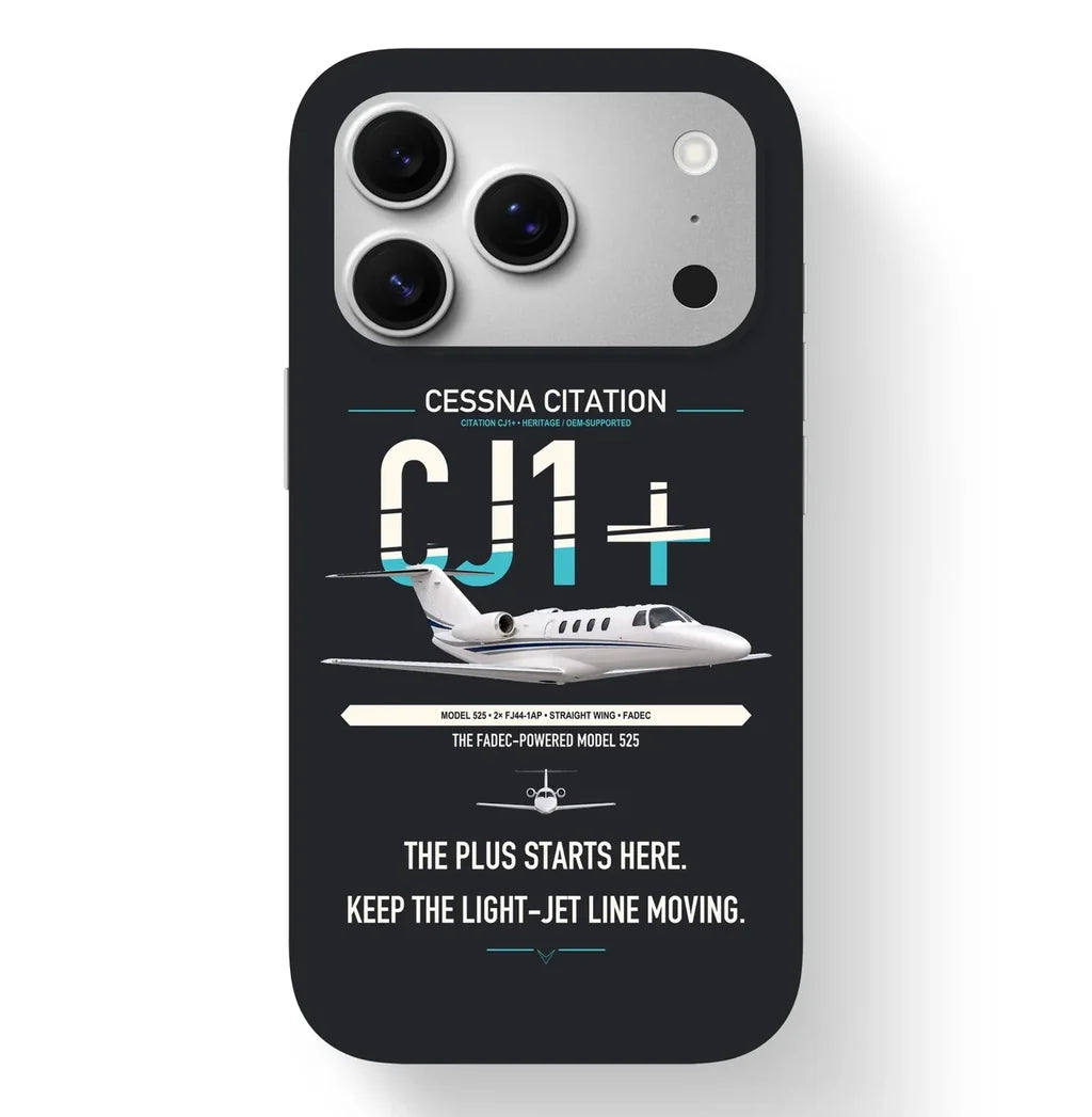Cessna Citation CJ1+ design on black magsafe iphone case, for iPhone 17 Pro