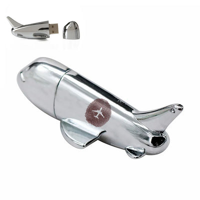 Aviation Finger Print aviation design on durable metal casing airplane-shape USB drive.
