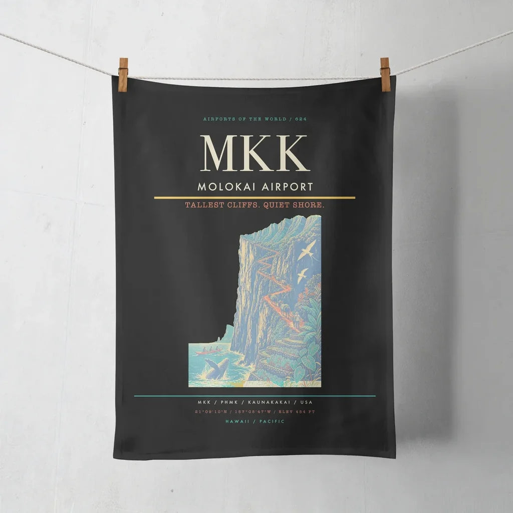 Molokai Airport (MKK) design on black towel