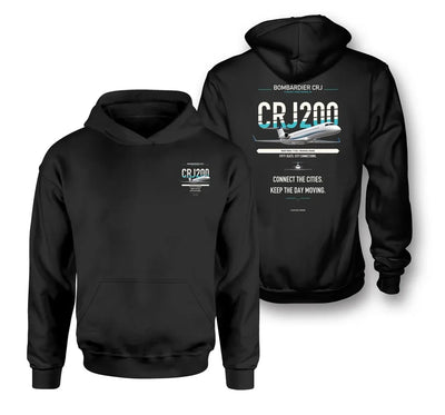 CRJ200 design on black hoodie