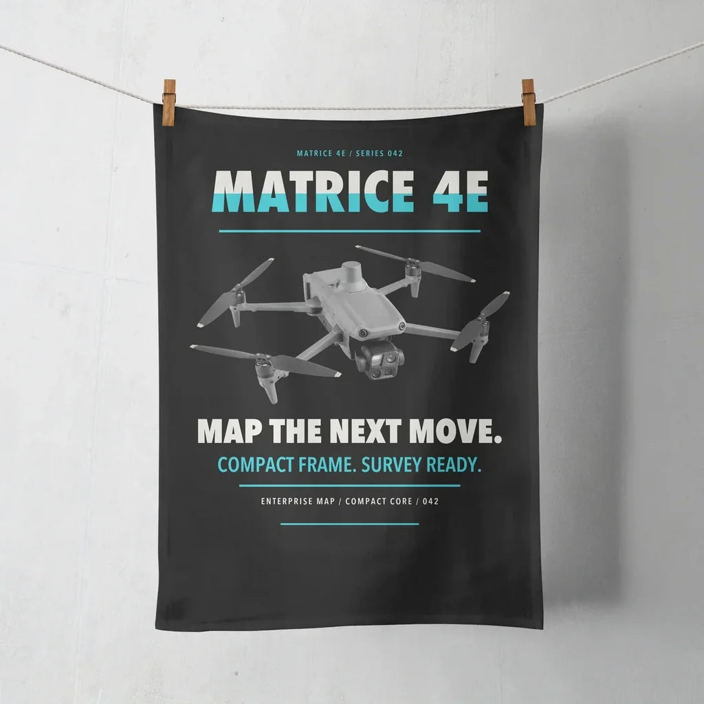 DJI Matrice 4E design on black towel