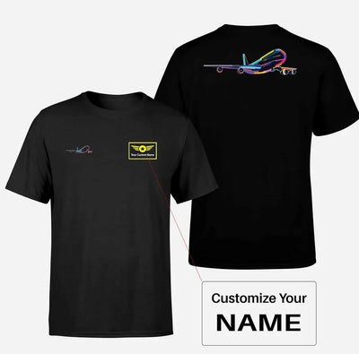 Multicolor Airplane aviation design printed on soft cotton double-side print T-shirt.
