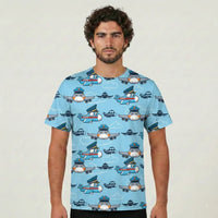 Thumbnail for Cartoon & Funny Airplanes aviation design printed on soft cotton 3D-print T-shirt.