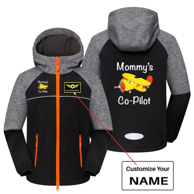 Mommy's Co-Pilot (Propeller2) aviation design printed on warm polar fleece kids' polar jacket.