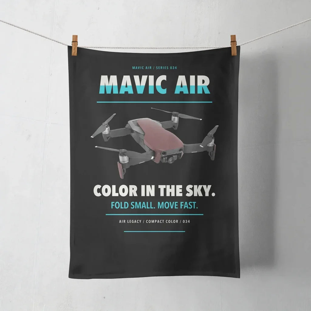 DJI Mavic Air design on black towel