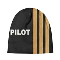 Thumbnail for PILOT & Epaulettes 3 Lines aviation embroidery on soft knit fabric 3D knit beanie.
