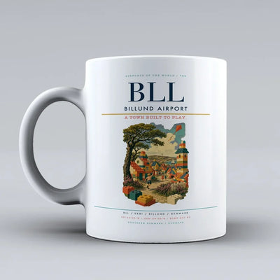 Billund Airport (BLL) airport code design on white ceramic mug