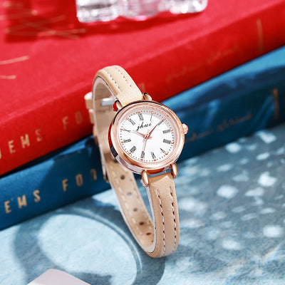 Side view of Fashionable Small Quartz Watch for Women Arabic Numerals Scale Latest Summer Design Elegant Timepiece aviation p.
